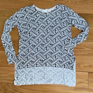 sass & bide Geometric Black, Silver and White Long Sleeve Top, XXS